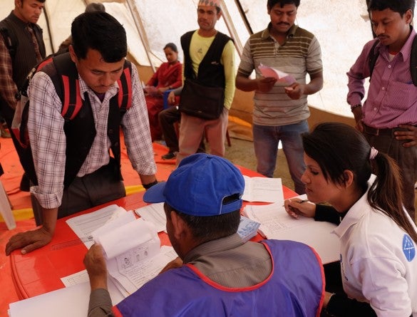 Enrollment Process in Dolakha District. Photo credit: World Bank